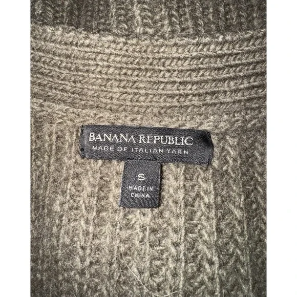 BANANA REPUBLIC Olive Cable Women's S Wool Alpaca Italian Cardigan‎ Sweater Knit - Picture 5 of 7